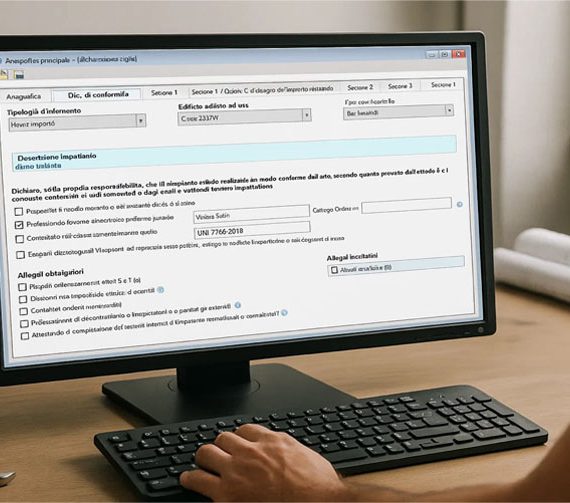 un computer che mostra un certificato di conformità sullo schermo